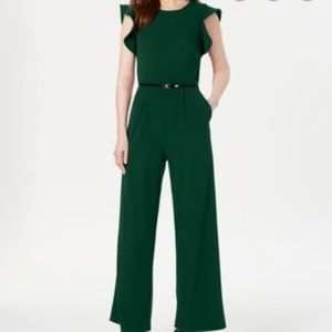 CALVIN KLEIN Emerald Belted Jumpsuit